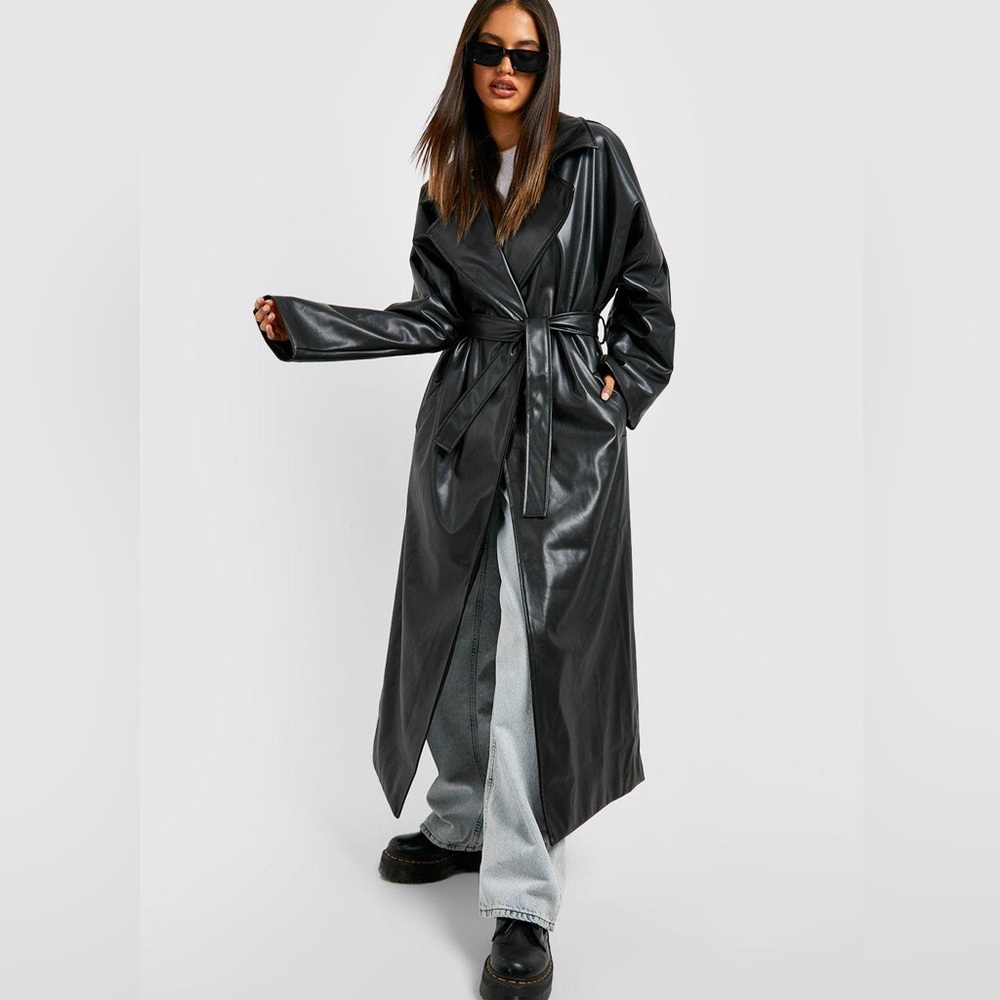 Boohoo black trench coat size 8 - Picture 1 of 3